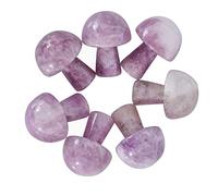 Lovionus89 7Pcs Crystal Mushroom Sculpture Stone Statue Figurine, Hand Carved Gemstone Mushrooms Crafts Healing Chakra Decor, Purple Lepidolite