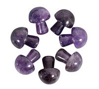 Lovionus89 7Pcs Crystal Mushroom Sculpture Stone Statue Figurine, Hand Carved Gemstone Mushrooms Crafts Healing Chakra Decor, Amethyst