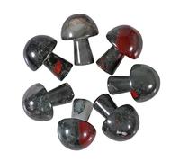Lovionus89 7Pcs Crystal Mushroom Sculpture Stone Statue Figurine, Hand Carved Gemstone Mushrooms Crafts Healing Chakra Decor, Africa Bloodstone
