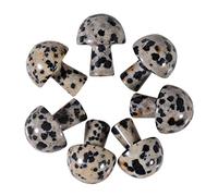 Lovionus89 7Pcs Crystal Mushroom Sculpture Stone Statue Figurine, Hand Carved Gemstone Mushrooms Crafts Healing Chakra Decor, Dalmation Jasper