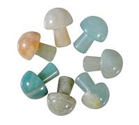 Lovionus89 7Pcs Crystal Mushroom Sculpture Stone Statue Figurine, Hand Carved Gemstone Mushrooms Crafts Healing Chakra Decor, Amazonite