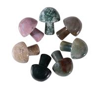 Lovionus89 7Pcs Crystal Mushroom Sculpture Stone Statue Figurine, Hand Carved Gemstone Mushrooms Crafts Healing Chakra Decor, Indian Agate
