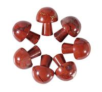 Lovionus89 7Pcs Crystal Mushroom Sculpture Stone Statue Figurine, Hand Carved Gemstone Mushrooms Crafts Healing Chakra Decor, Red Jasper