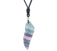 Lovionus89 Angel Wings Crystals Necklace，Healing Crystal Divine Energy Pendant with Adjustable Cord, Fluorite