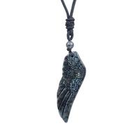 Lovionus89 Angel Wings Crystals Necklace,Healing Crystal Divine Energy Pendant with Adjustable Cord, Labradorite