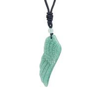 Lovionus89 Angel Wings Crystals Necklace，Healing Crystal Divine Energy Pendant with Adjustable Cord, Green Aventurine