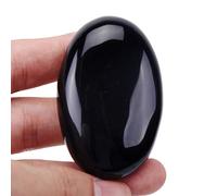 Lovionus89 Black Obsidian Worry Stones, Natural Oval Palm Pocket Healing Crystal Massage Spa Energy Stone