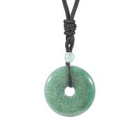 Lovionus89 Circle Donut Stone Crystal Pendant Lucky Amulet Healing Handmade Necklace Charms for Women Men, Green Aventurine