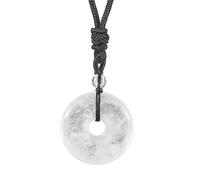Lovionus89 Circle Donut Stone Crystal Pendant Lucky Amulet Healing Handmade Necklace Charms for Women Men, Rock Quartz