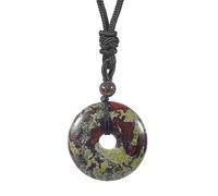 Lovionus89 Circle Donut Stone Crystal Pendant Lucky Amulet Healing Handmade Necklace Charms for Women Men, Dragon Bloodstone