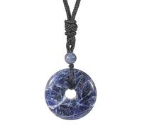 Lovionus89 Circle Donut Stone Crystal Pendant Lucky Amulet Healing Handmade Necklace Charms for Women Men, Sodalite