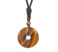 Lovionus89 Circle Donut Stone Crystal Pendant Lucky Amulet Healing Handmade Necklace Charms for Women Men, Tiger's Eye