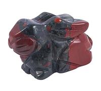 Lovionus89 Crystal Decor Rabbit Sculpture, 2 Inches Natural Pocket Carved Crystals and Healing Stones Statue Collectibles, Africa Bloodstone