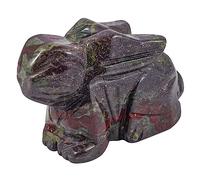 Lovionus89 Crystal Decor Rabbit Sculpture, 2 Inches Natural Pocket Carved Crystals and Healing Stones Statue Collectibles, Dragon bloodstone
