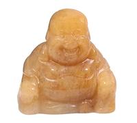 Lovionus89 Hand Carved Crystal Stone Maitreya Buddhism, 1.5 Inch Laughing Happy Buddha Figurine Home Decoration, Yellow Jade
