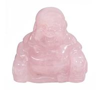 Lovionus89 Hand Carved Crystal Stone Maitreya Buddhism, 1.5 Inch Laughing Happy Buddha Figurine Home Decoration, Rose Quartz
