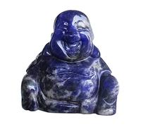 Lovionus89 Hand Carved Crystal Stone Maitreya Buddhism, 1.5 Inch Laughing Happy Buddha Figurine Home Decoration, Sodalite