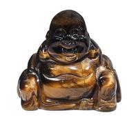 Lovionus89 Hand Carved Crystal Stone Maitreya Buddhism, 1.5 Inch Laughing Happy Buddha Figurine Home Decoration, Tiger's Eye