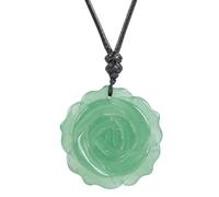 Lovionus89 Handcarvd Flower Healing Crystal Rose Pendant for Women, Floral Design Charm for Valentine's Day, Green Aventurine