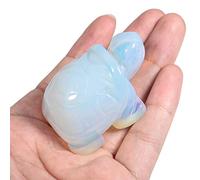 Lovionus89 Healing Crystal Turtle Statue, 2 Inches Pocket Stone Tortoise Figurines Handcarved Gemstone Sculpture, Opalite