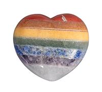 Lovionus89 Natural 7 Charka Healing Heart Shape Crystal Stone, Polished Semi-Precious Stone for Love, Wellness Positive Energy | Reiki Chakra Meditation(1.8 Inch)