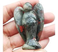 Lovionus89 Natural Africa Bloodstone Guardian Angel Statue, 5cm Hand Carved Stone Healing Crystal Bag Figurines Decoration