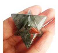 Lovionus89 Natural Africa Bloodstone Merkaba Crystal Protection Sacred Meditation Energy Generator Healing Chakra Six-pointed Star 1 Inch