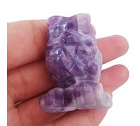 Lovionus89 Natural Amethyst Owl Bird Statue, Hand Carved Healing Crystal Animal Figurines Home Decoration 1.5 inches