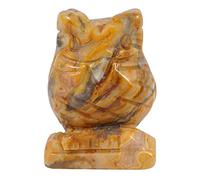 Lovionus89 Natural Crazy Agate Owl Bird Statue, Hand Carved Healing Crystal Animal Figurines Home Decoration 1.5 inches