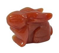 Lovionus89 Natural Crystal Rabbit Figurine - Hand Carved Healing Crystal Statue | Easter Gift, Chakra Stone Ornament & Crystal Collectible, Red Aventurine