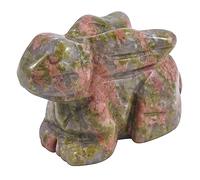 Lovionus89 Natural Crystal Rabbit Figurine - Hand Carved Healing Crystal Statue | Easter Gift, Chakra Stone Ornament & Crystal Collectible, Unakite