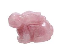 Lovionus89 Natural Crystal Rabbit Figurine - Hand Carved Healing Crystal Statue | Easter Gift, Chakra Stone Ornament & Crystal Collectible, Rose Quartz