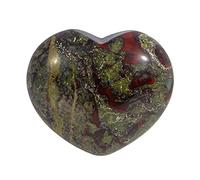Lovionus89 Natural Dragon Bloodstone Healing Heart Shape Crystal Stone, Polished Semi-Precious Stone for Love, Wellness Positive Energy | Reiki Chakra Meditation(1.8 Inch)