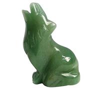 Lovionus89 Natural Green Aventurine Howling Wolf Crystal Carving Figurine - 6.3 CM Hand Carved Natural Stone Quirky Spirit Animal Desk Decor & Collector Gift