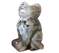 Lovionus89 Natural Moonstone Cat Crystals Stones Statue, 5cm Pocket Carved Figurines Collectibles Room Decor