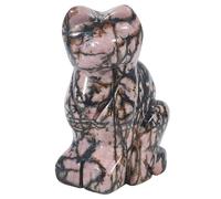 Lovionus89 Natural Rhodonite Cat Crystals Stones Statue, 5cm Pocket Carved Figurines Collectibles Room Decor