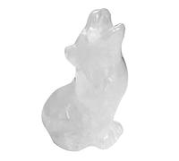Lovionus89 Natural Rock Quartz Howling Wolf Crystal Carving Figurine - 6.3 CM Hand Carved Natural Stone Quirky Spirit Animal Desk Decor & Collector Gift