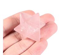 Lovionus89 Natural Rose Quartz Merkaba Crystal Protection Sacred Meditation Energy Generator Healing Chakra Six-pointed Star 1 Inch