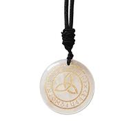 Lovionus89 Natural Rune Stones Engraved Elder Alphabet Healing Crystal Stone Pendant Necklace for Men and Women, White Quartz