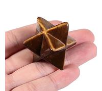Lovionus89 Natural Tiger's Eye Merkaba Crystal Protection Sacred Meditation Energy Generator Healing Chakra Six-pointed Star 1 Inch