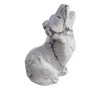 Lovionus89 Natural White Howlite Turquoise Wolf Crystal Figurine, Hand Carved Stone Animal Statues for Home Decor 2.5 Inches