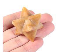 Lovionus89 Natural Yellow Jade Merkaba Crystal Protection Sacred Meditation Energy Generator Healing Chakra Six-pointed Star 1 Inch