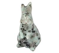 Lovionus89 Rabbit Crystal Decor Figurines, 2 Inches Natural Healing Stones Hand Carved Sculpture Ornaments Colletctible, Sesame Jasper