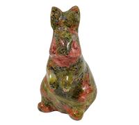 Lovionus89 Rabbit Crystal Decor Figurines, 2 Inches Natural Healing Stones Hand Carved Sculpture Ornaments Colletctible, Unakite