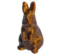 Lovionus89 Rabbit Crystal Decor Figurines, 2 Inches Natural Healing Stones Hand Carved Sculpture Ornaments Colletctible, Tiger's Eye