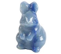 Lovionus89 Rabbit Crystal Decor Figurines, 2 Inches Natural Healing Stones Hand Carved Sculpture Ornaments Colletctible, Blue Aventurine