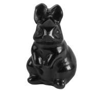 Lovionus89 Rabbit Crystal Decor Figurines, 2 Inches Natural Healing Stones Hand Carved Sculpture Ornaments Colletctible, Black Obsidian