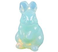Lovionus89 Rabbit Crystal Decor Figurines, 2 Inches Natural Healing Stones Hand Carved Sculpture Ornaments Colletctible, Opalite