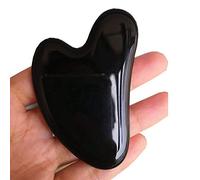 Lovionus89 Scraping Facial Massage Tools, Crystal Jade Guasha Stone Board for SPA Acupuncture Therapy Trigger Point Treatment, Black Obsidian