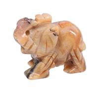 Lovionus89 Small Handcarved Elephant Crystal Statue, Home Office Guardian Animal Sculpture Decor 1.5 Inches,Crazy Agate
